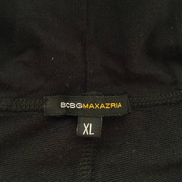 BCBG Zip Up Hoodie Size XL Black Cotton Branded Logos Y2K - Picture 8 of 10